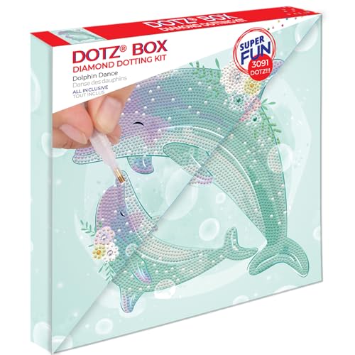 DIAMOND DOTZ BOX 2592829 Original 5D Diamond Painting Box Set, Tanzende Delfine, DIY Diamant-Malerei-Kit mit Motivbox und Glitzersteinen für Kinder ab 6 Jahren, Beginner von DIAMOND DOTZ