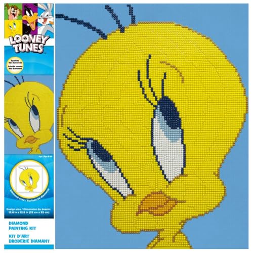 DIAMOND DOTZ CD236000305 - Original 5D Diamond Painting Set Tweety, Looney Tunes Kreativset mit 6.639 Diamant Mosaiksteinen, Malset 32 x 32 cm, DIY Komplettset für Erwachsene und Kinder ab 8 Jahren von DIAMOND DOTZ