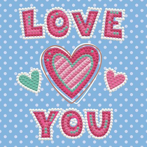 DIAMOND DOTZ DBX.001 - Original 5D Diamond Painting Set Dotz Box LOVE YOU Herz, Kreativset mit 870 Diamant Mosaiksteinen, Malset ca. 15 x 15 cm, DIY Komplettset für Kinder ab 8 Jahren, Blau von DIAMOND DOTZ