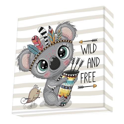 DIAMOND DOTZ DBX.026 - Original 5D Diamond Painting Set Dotz Box Wild & Free Koala, Kreativset mit 1.146 Diamant Mosaiksteinen, Malset ca. 22 x 22 cm, DIY Komplettset für Kinder ab 8 Jahren, Grau von DIAMOND DOTZ