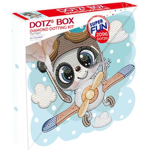 DIAMOND DOTZ DBX.037 - Original 5D Diamond Painting Set DOTZ BOX Top Flight, Kreativset mit 2.096 Diamant Mosaiksteinen, Malset ca. 22 x 22 cm, DIY Komplettset für Kinder ab 8 Jahren, Blau von DIAMOND DOTZ