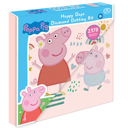 DIAMOND DOTZ DBX.089 - Original 5D Diamond Painting Set DOTZ Box Peppa Pig Happy Days, Kreativset mit glitzernden Diamant Mosaiksteinen, Malset ca. 28 x 28 cm, DIY Komplettset für Kinder ab 6 Jahren von DIAMOND DOTZ