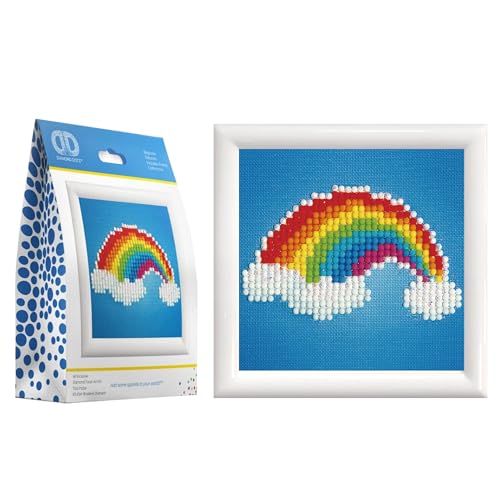 DIAMOND DOTZ DD1.007F - Original Diamond Painting Starter Set Regenbogen mit Bilderrahmen, Kreativset mit 462 Diamant Mosaiksteinen, Malset ca. 9,5 x 9,5 cm, DIY für Kinder ab 8 Jahren, Extra funkelnd von DIAMOND DOTZ