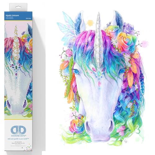 DIAMOND DOTZ DD11.004 - Original 5D Diamond Painting Set Mystic Unicorn Einhorn, Kreativset mit 14.681 Diamant Mosaiksteinen, Malset ca. 41x51 cm, DIY Komplettset für Erwachsene und Kinder ab 8 Jahren von DIAMOND DOTZ