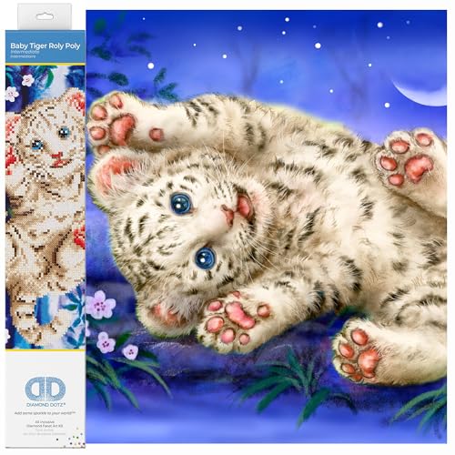 DIAMOND DOTZ DD5.005 - Original 5D Diamond Painting Set Baby Tiger, Kreativset mit 4.712 Diamant Mosaiksteinen, Malset ca. 28 x 36 cm, DIY Komplettset für Erwachsene und Kinder ab 8 Jahren von DIAMOND DOTZ