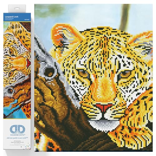 DIAMOND DOTZ DD7.002 - Original 5D Diamond Painting Set Leoparden Blick, Kreativset mit 15.459 Diamant Mosaiksteinen, Malset ca. 36 x 46 cm, DIY Komplettset für Erwachsene und Kinder ab 8 Jahren von DIAMOND DOTZ