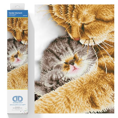 DIAMOND DOTZ DD7.037 - Original 5D Diamond Painting Set Katzen Mama & Kitten, Kreativset mit 12.911 Diamant Mosaiksteinen, Malset ca. 40 x 30 cm, DIY Komplettset für Erwachsene und Kinder ab 8 Jahren von DIAMOND DOTZ