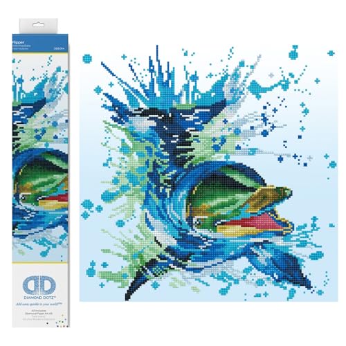 DIAMOND DOTZ DD8.004 - Original 5D Diamond Painting Set Delfin Flipper, Kreativset mit 9.638 Diamant Mosaiksteinen, Malset ca. 40 x 40 cm, DIY Komplettset für Erwachsene und Kinder ab 8 Jahren von DIAMOND DOTZ