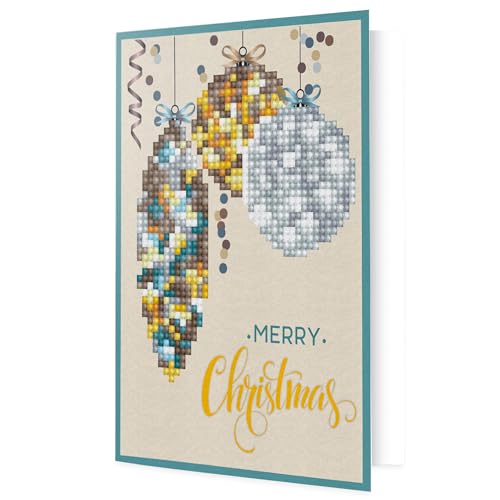 DIAMOND DOTZ DDG.009 Painting Kit Card Malset Weihnachtskarte, Weihnachtskugeln Merry Christmas, antik, 12.6 x 17.7cm von DIAMOND DOTZ