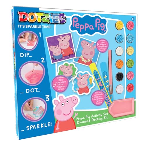 DIAMOND DOTZ DOTZIES 2592843 Original 5D Diamond Painting Set, Peppa Pig, DIY Kreativ-Mal-Kit für Diamant-Sticker und Bilder, Diamanten-Bastelset für Kinder ab 6 Jahren, Beginner von DIAMOND DOTZ