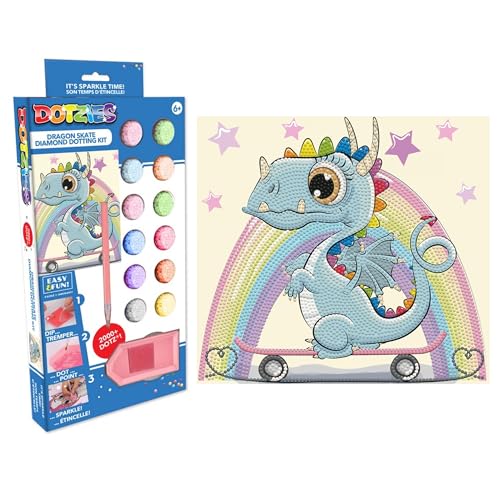 DIAMOND DOTZ DOTZIES 2593217 Original 5D Diamond Painting Set, Drache auf Skateboard, DIY Diamant-Malerei mit Glitzersteinen, Diamanten-Bastelset für Kinder ab 6 Jahren, Beginner von DIAMOND DOTZ