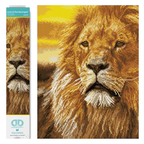 DIAMOND DOTZ DQ9.002 - Original 5D Diamond Painting Squares Set Löwe Serengeti, Kreativset mit 21.840 quadratische Diamant Mosaiksteinen, Malset ca. 45 x 35 cm für Erwachsene und Kinder ab 8 Jahren von DIAMOND DOTZ