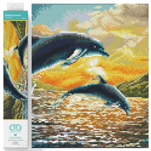 DIAMOND DOTZ DQ9.012 - Original 5D Diamond Painting Squares Set Delphine, Kreativset mit 18.369 quadratische Diamant Mosaiksteinen, Malset ca. 31,5 x 42 cm für Erwachsene und Kinder ab 8 Jahren von DIAMOND DOTZ