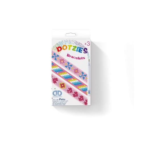 DIAMOND DOTZ DTZ11.008 - Original Diamond Painting Dotzies Armbänder Set Pink mit 3 glitzernden Bracelets ca. 21 x 2 cm, DIY Diamant Komplettset für Kinder ab 8 Jahren, Extra funkelnd von DIAMOND DOTZ