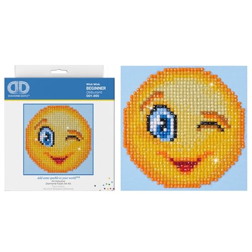 Diamond Dotz DD1-005 Smilie Zwinker, ca. 10,2 x 10,2 cm groß, Diamond Painting, Malen mit Diamanten, funkelndes Bild zum Selbstgestalten, für Kinder und Erwachsene von DIAMOND DOTZ