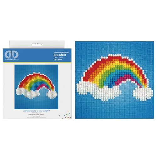 Diamond Dotz DD1-007 Regenbogen, ca. 10,2 x 10,2 cm groß, Diamond Painting, Malen mit Diamanten, funkelndes Bild zum Selbstgestalten, für Kinder und Erwachsene von DIAMOND DOTZ