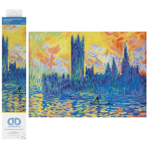 Diamond Dotz DD10-038 London Parliament in Winter (Claude Monet), ca. 46 x 41 cm groß, Diamond Painting, Malen mit Diamanten, funkelndes Bild zum Selbstgestalten, für Kinder und Erwachsene von DIAMOND DOTZ