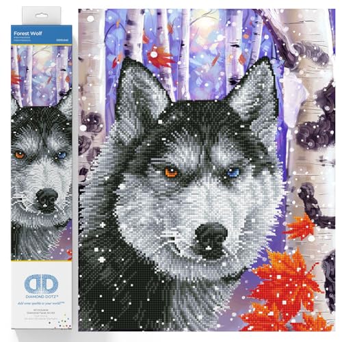 Diamond Dotz DD10-040 Forest Wolf, ca. 40 x 50 cm groß, Diamond Painting, Malen mit Diamanten, funkelndes Bild zum Selbstgestalten, für Kinder und Erwachsene von DIAMOND DOTZ