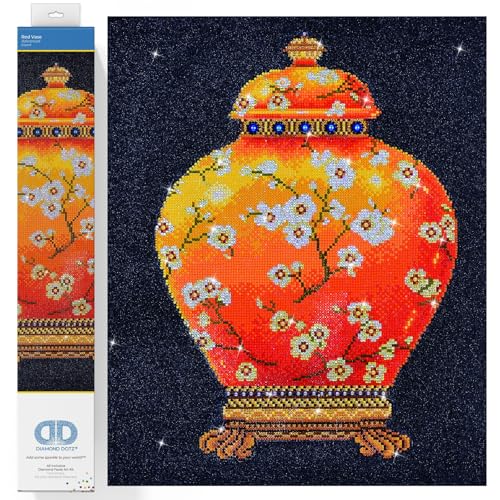 Diamond Dotz DD12-022 Vase orange, ca. 52 x 52 cm groß, Diamond Painting, Malen mit Diamanten, funkelndes Bild zum Selbstgestalten, für Kinder und Erwachsene von DIAMOND DOTZ