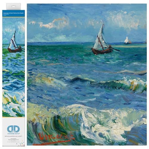 Diamond Dotz DD12-029 Seelandschaft (Van Gogh), ca. 55 x 45 cm groß, Diamond Painting, Malen mit Diamanten, funkelndes Bild zum Selbstgestalten, für Kinder und Erwachsene von DIAMOND DOTZ