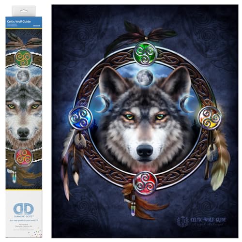 Diamond Dotz DD12-049 Celtic Wolf Guide, ca. 51,5 x 51,5 cm groß, Diamond Painting, Malen mit Diamanten, funkelndes Bild zum Selbstgestalten, für Kinder und Erwachsene von DIAMOND DOTZ