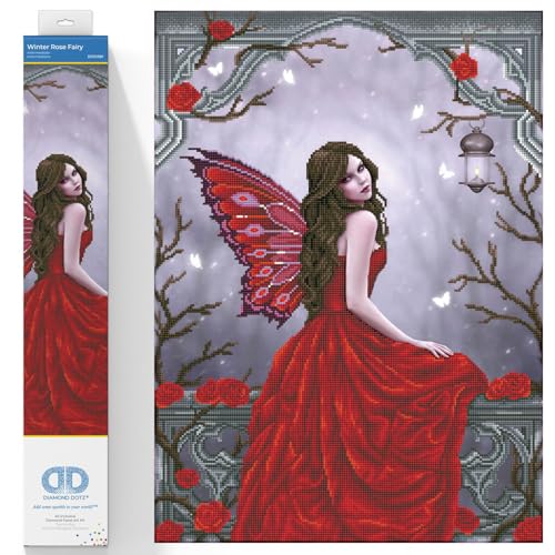 Diamond Dotz DD12-050 Winter Rose Fairy, ca. 52 x 68 cm groß, Diamond Painting, Malen mit Diamanten, funkelndes Bild zum Selbstgestalten, für Kinder und Erwachsene von DIAMOND DOTZ