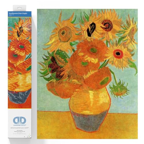 Diamond Dotz DD13-011 "Sonnenblumen" von Van Gogh, ca. 71,12 x 55,9 cm gro?, Diamond Painting, Malen mit Diamanten, funkelndes Bild zum Selbstgestalten, f?r Kinder und Erwachsene von DIAMOND DOTZ