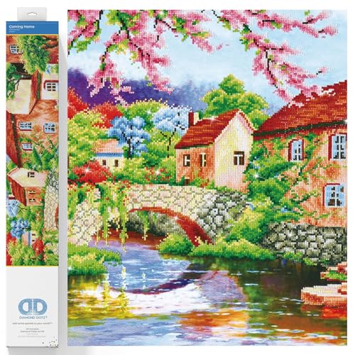 Diamond Dotz DD13-013 Das Haus am Fluss, ca. 77 x 62 cm groß, Diamond Painting, Malen mit Diamanten, funkelndes Bild zum Selbstgestalten, für Kinder und Erwachsene von DIAMOND DOTZ