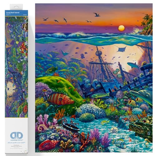 Diamond Dotz DD18-001 Coral Reef Island, ca. 132 x 65 cm groß, Diamond Painting, Malen mit Diamanten, funkelndes Bild zum Selbstgestalten, für Kinder und Erwachsene von DIAMOND DOTZ