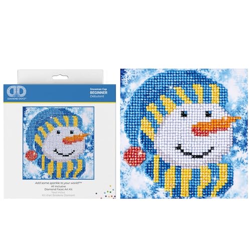 Diamond Dotz DD2-034 Schneemann, ca. 13,5 x 13,5 cm groß, Diamond Painting, Malen mit Diamanten, funkelndes Bild zum Selbstgestalten, für Kinder und Erwachsene von DIAMOND DOTZ