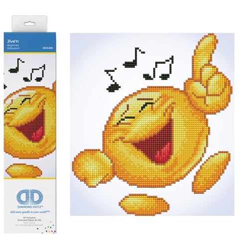 Diamond Dotz DD3-020 singender Smilie, ca. 23 x 26 cm groß, Diamond Painting, Malen mit Diamanten, funkelndes Bild zum Selbstgestalten, für Kinder und Erwachsene von DIAMOND DOTZ