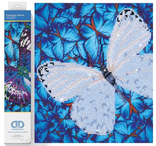 Diamond Dotz DD5-021 Schmetterling weiß, ca. 30,5 x 30,5 cm groß, Diamond Painting, Malen mit Diamanten, funkelndes Bild zum Selbstgestalten, für Kinder und Erwachsene von DIAMOND DOTZ