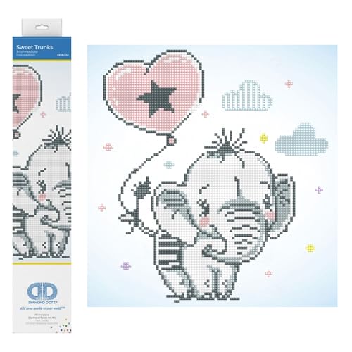 Diamond Dotz DD5-034 niedlicher Elefant, ca. 28 x 30 cm groß, Diamond Painting, Malen mit Diamanten, funkelndes Bild zum Selbstgestalten, für Kinder und Erwachsene von DIAMOND DOTZ