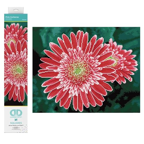 Diamond Dotz DQ10-001 Squares Pink Gerberas, ca. 40 x 50 cm groß, Diamond Painting, Malen mit Diamanten, funkelndes Bild zum Selbstgestalten, für Kinder und Erwachsene von DIAMOND DOTZ