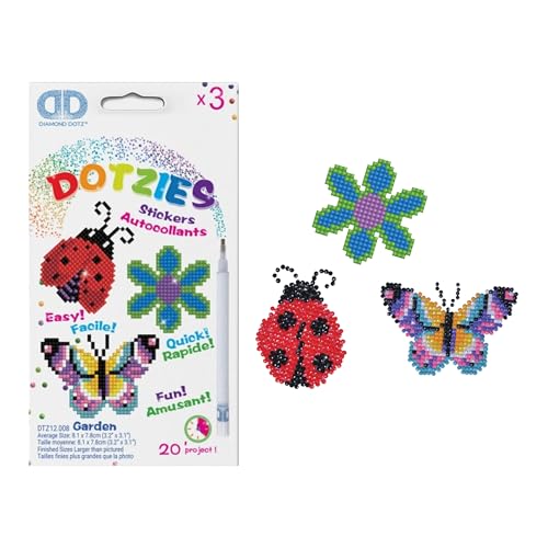 Diamond Dotz DTZ12-008 Diamond Dotzies Sticker Set Garten, 3 glitzernde Aufkleber zum Selbstgestalten und Verzieren, ideal für Kinder und Anfänger von DIAMOND DOTZ