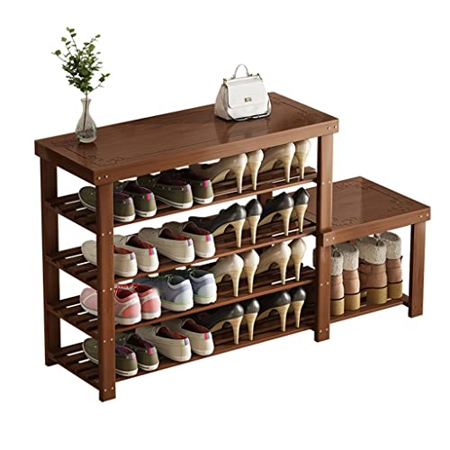 DIANDIAN Schuhregal 5 Tier Schuhregal Bank Braun Holz Eingangsbank Antike Schuhregal Organizer Moderne Großes Schuhregal Für Stiefel & Schuhaufbewahrung Schuhaufbewahrung (Color : Shoe Rack) von DIANDIAN