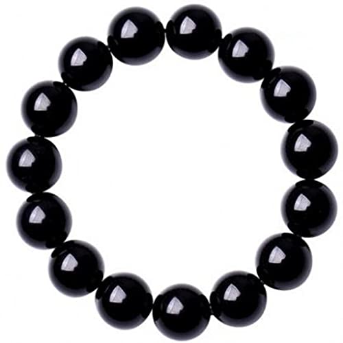 DIANN Natürliches schwarzes Turmalin-Armband 6 8 10 12 mm Stein-Perlen-Armband Edelstein-Stein-Energie-Armband Männer Yoga-Energie Handgemachtes Frauen-Geschenk-Perlen 12 mm von DIANN