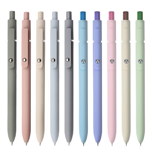 DIBALIYI 10 Stück 0,5 mm Gel Kugelschreiber für Schreiben, Schwarz Stift Einziehbare Gelschreiber, Tagbuchschreiben und Notieren für Büro Zuhause Schule (10 Farben) von DIBALIYI