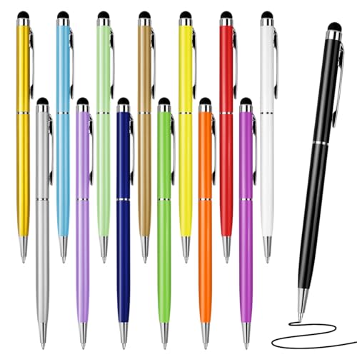 DIBALIYI 14PCS Metalle Kugelschreiber, 2-in-1 Touchscreen Einziehbare Gel Stifte mit Nachfüllung, 1 mm Handschrift Stifte Set für Die Tägliche Arbeit Journaling Schule (14PCS Runde Kopf Dünn) von DIBALIYI