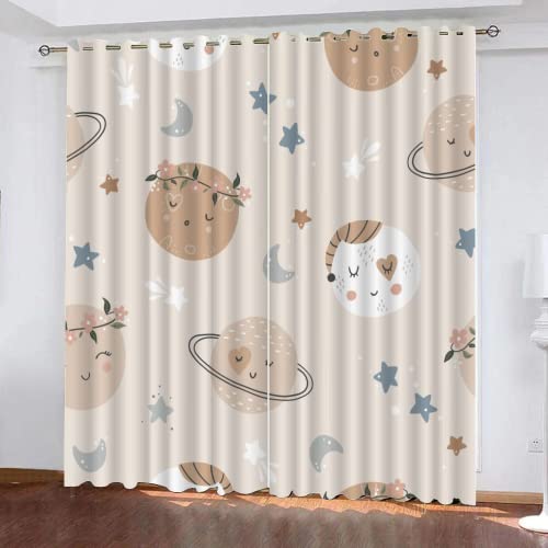 DICOIN Vorhang Blickdicht Ösen 2Er Set Für Kinderzimmer Jungen Mädchen,Polyester Schlafzimmer Gardinen Und Vorhänge Modern Motiv Sternenklarer Himmel 160X140Cm(Hxb)/160X70Cm*2,B17 von DICOIN