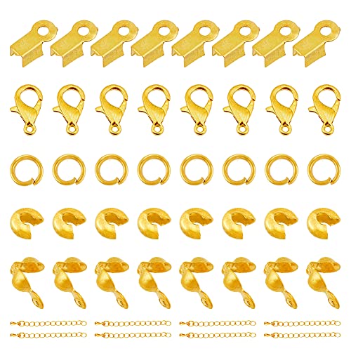 DICOSMETIC 1 Sets Schmuckherstellung Sets Legierung Karabinerverschluss Offener Biegering Quetschperlen Abdeckungen Messing Kettenverlängerung Goldene Perlenspitze Verbinder DIY Schmuckherstellung von DICOSMETIC