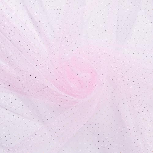 DICOSMETIC 1.6 x 3m Glitzer Tüllstoffrollen Aus Polyester Tüllbänder Glitzer Tüll Glänzender Stoff Für DIY Tutu Kleid Rock Hochzeitsdekoration Bühnenhintergrund Perle Rosa von DICOSMETIC