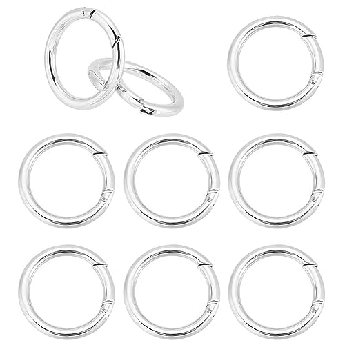 DICOSMETIC 10 Stück Feder-O-Ringe 44 mm Runde Schlüsselanhänger-Verschlüsse Platin Runder Haken-Clip O-Ring Legierung Federtor-Ringe DIY-Zubehör Für Geldbörsenriemen Handtasche Und Schlüssel von DICOSMETIC