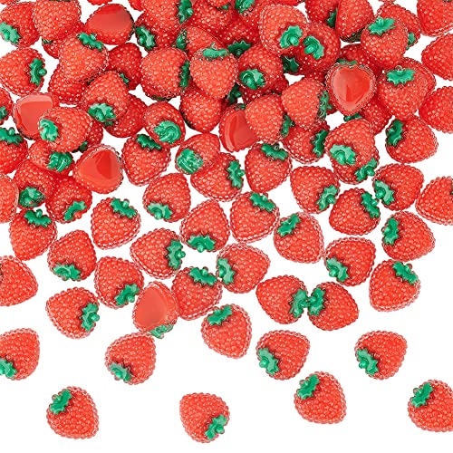 DICOSMETIC 100 Teiliges Rotes Erdbeer Harz Cabochon Set Obst Durchscheinende Epoxid Cabochons Helle Kleine Cabochons Für DIY Scrapbooking Handyhülle Schmuck Basteln Heimdekoration von DICOSMETIC