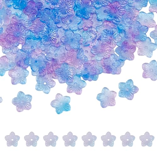 DICOSMETIC 120 Stück Glasblumen Perlen Violette Flache Blumen Kristallglasperlen Sprühlackierte Lampwork Perlen Florale Lose Abstandsperlen Für DIY Schmuckherstellung Bohrung: 1 mm von DICOSMETIC