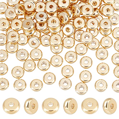 DICOSMETIC 150 Stück 5mm Flache Runde Zwischenperlen Goldene Edelstahl Scheiben Lose Perlen Rondelle Abstandsperlen für Halsketten Armband Schmuckherstellung, Bohrung: 1.5mm von DICOSMETIC