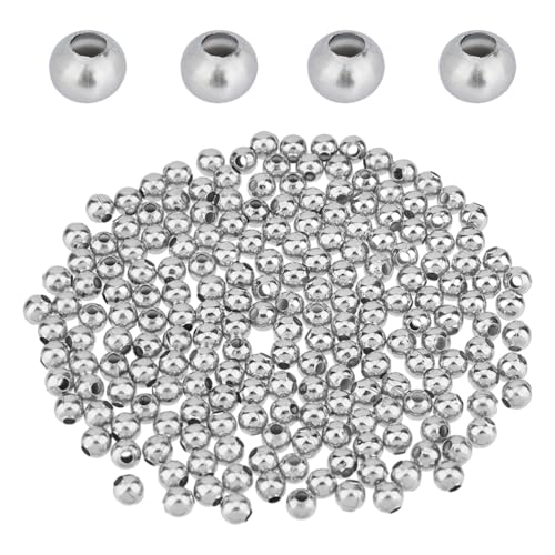 DICOSMETIC 150 Stück 6 mm Runde Metallperlen Aus Edelstahl Kleine Runde Lose Perlen Kugel Abstandshalter Für DIY Schmuckherstellung Bohrung: 2.4 mm von DICOSMETIC