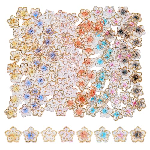 DICOSMETIC 160 Stück 8 Farben Kunstharz Blumen Cabochons 3D Blumen Nagelkunst Charms Transparente Blume Mit Uhr Nagelkunst Dekorationen Mehrfarbige Nagelkunst Zubehör Für DIY Handwerk von DICOSMETIC