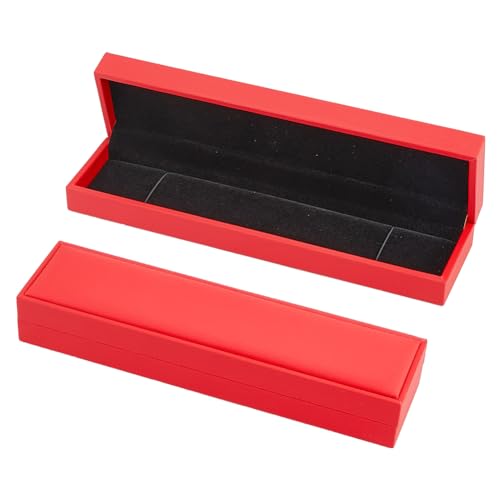 DICOSMETIC 2 Teilige Halsketten Geschenkbox PU Leder Einzelne Schmuckschatulle Elegante Mit Samt Ausgekleidete Rechteckige Halsketten Box Uhren Geschenkbox Für Geburtstag Jahrestag Rot von DICOSMETIC