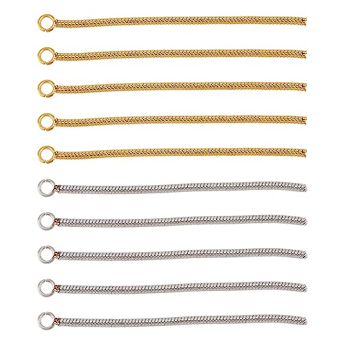 DICOSMETIC 20 Stück 2 Farben Quaste Bar Charms 50 mm Lange Kette Quaste Charms Gold Schlange Kabelkette Anhänger Edelstahl Anhänger Für Schmuckherstellung DIY HandwerkBohrung: 2 mm von DICOSMETIC